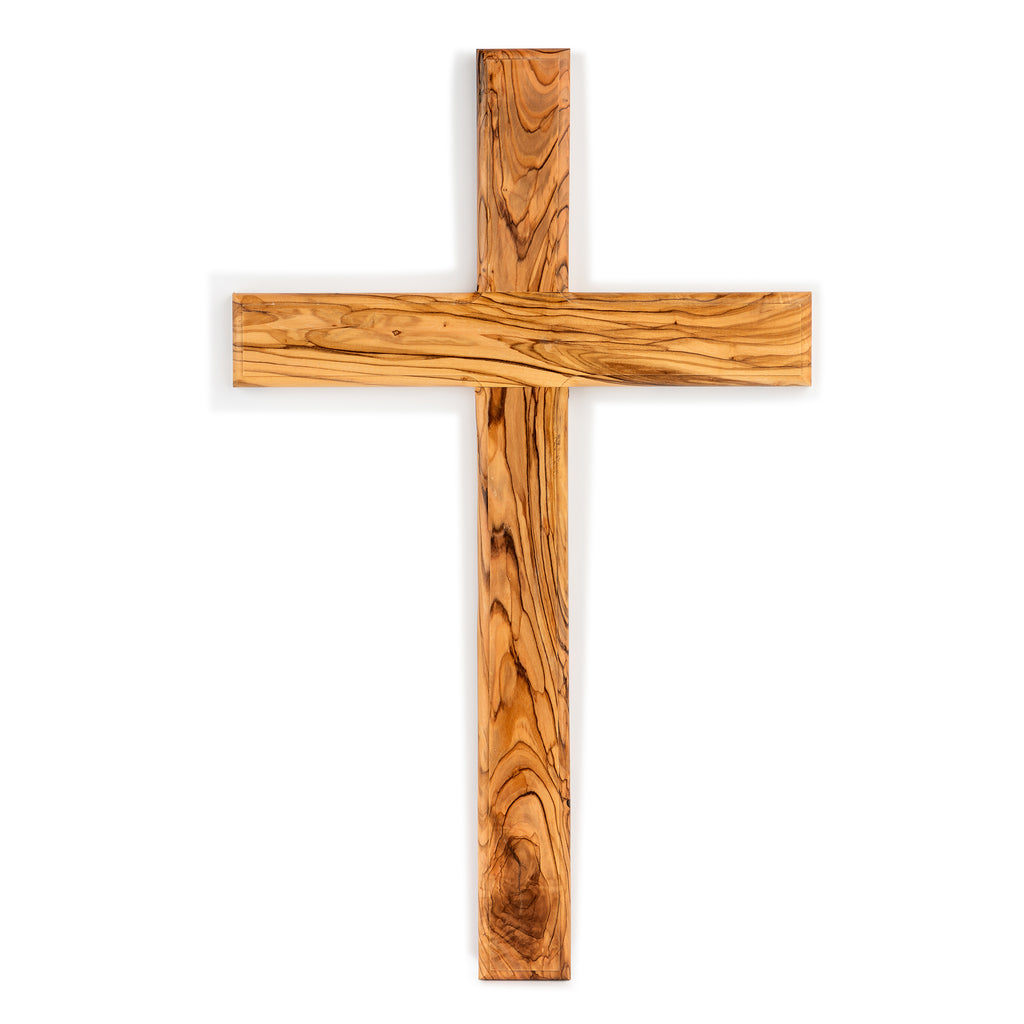 Handcrafted Olive Wood Wall Cross – Simple Elegant Christian Cross from the Holy Land