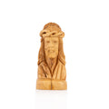 Handcrafted Olive Wood Bust of Jesus with Crown of Thorns – Sacred Christian Sculpture from Bethlehem