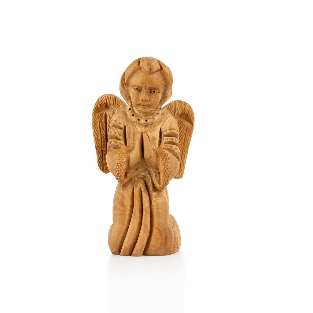 Praying Angel Figurine Beautifully Carved from Olive Wood