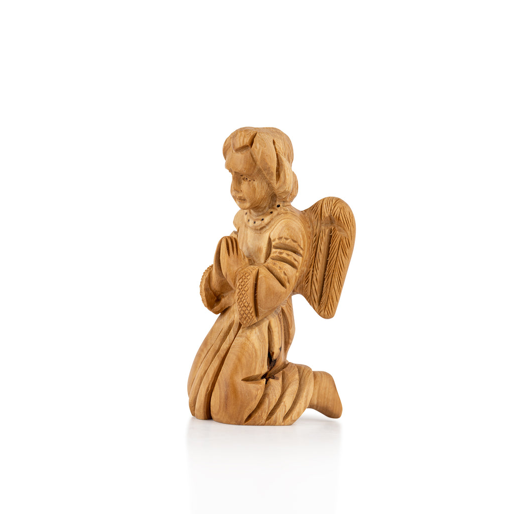 Praying Angel Figurine Beautifully Carved from Olive Wood