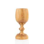 Handcrafted Olive Wood Jerusalem Goblet – Engraved Holy City Chalice from Bethlehem