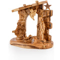 Handcrafted Olive Wood Nativity Scene – Holy Family in the Manger Christian Sculpture from the Holy Land