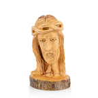 Handcrafted Olive Wood Bust of Jesus with Crown of Thorns – Sacred Christian Sculpture from Bethlehem