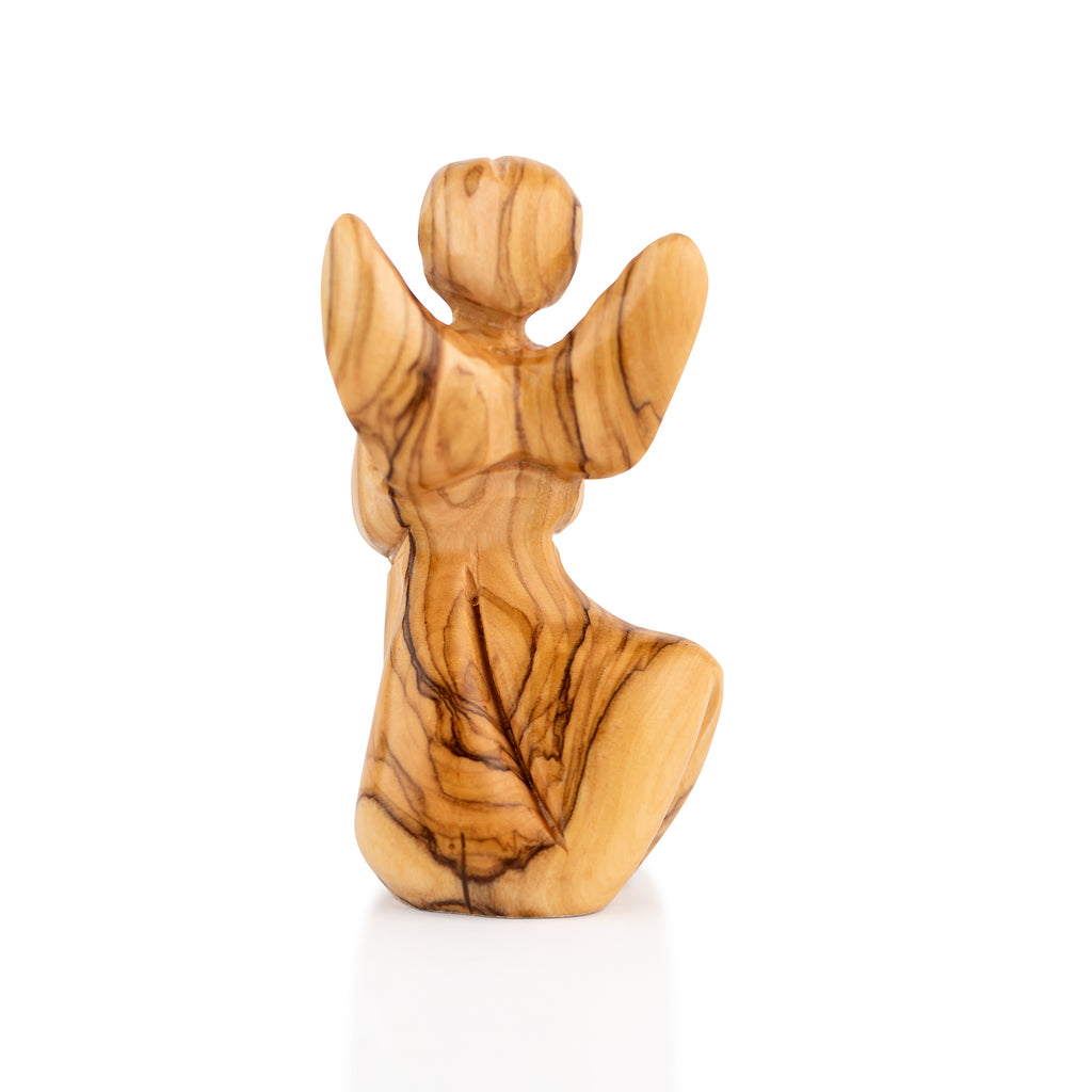 Praying Angel Figurine Beautifully Carved from Olive Wood