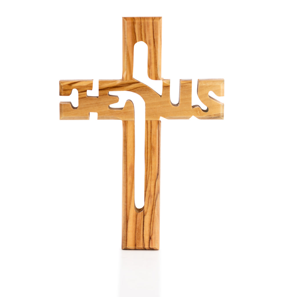 Olive Wood Jesus Cross From Jerusalem
