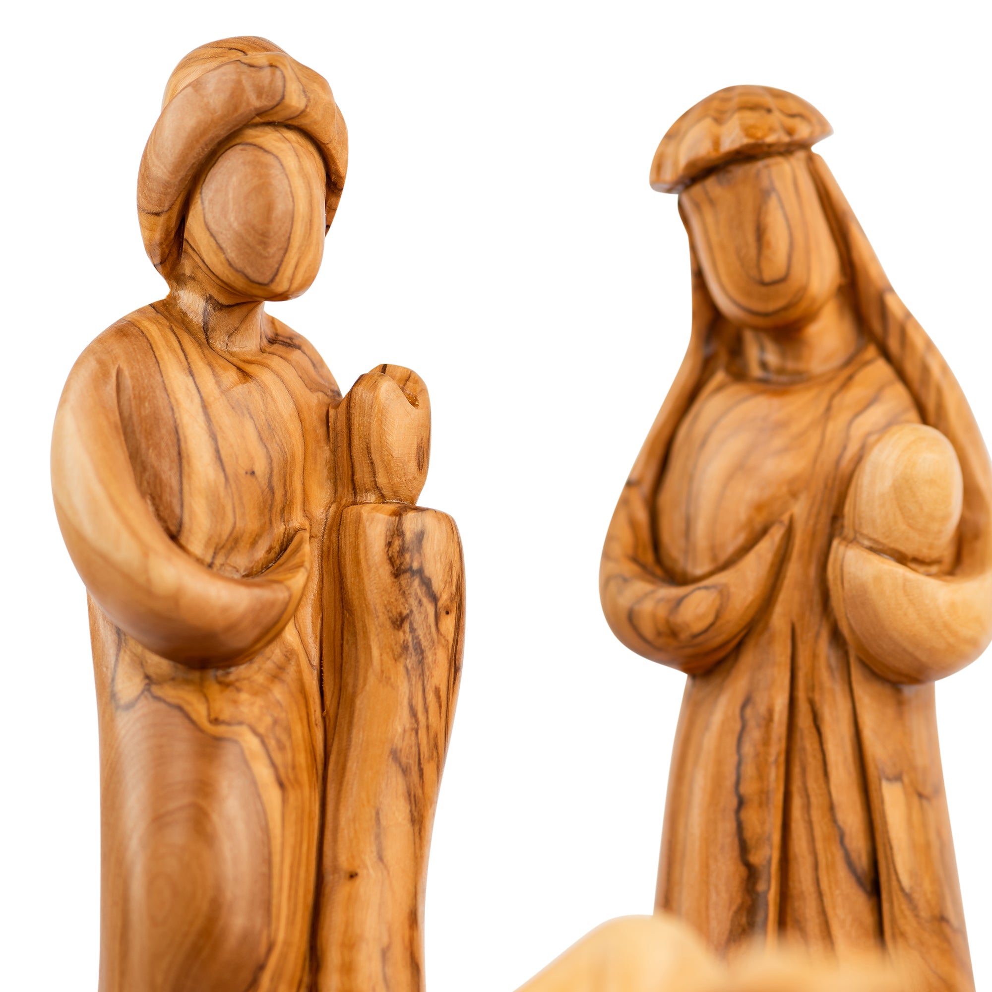 Large Olive Wood Nativity Scene Set | Hand Carved Holy Family, Shepherds & Wise Men | Holy Land Christian Gift