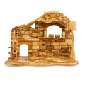 Large Olive Wood Nativity Stable | Hand Carved Bethlehem Manger Scene | Holy Land Christian Gift