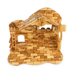 Large Olive Wood Nativity Stable | Hand Carved Bethlehem Manger Scene | Holy Land Christian Gift
