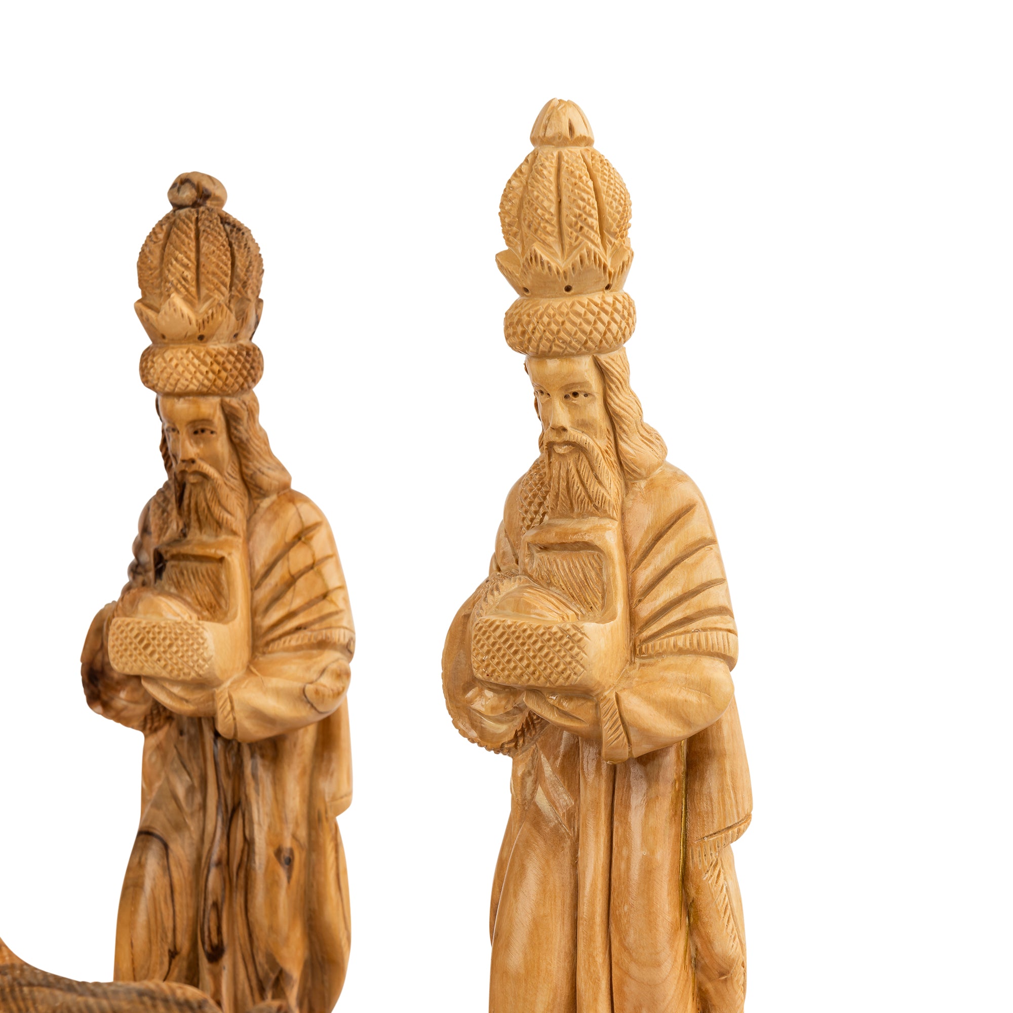 Complete Olive Wood Nativity Figures Set | Hand Carved Holy Family, Shepherds & Wise Men | Holy Land Christian Gift