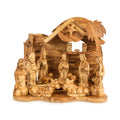 Deluxe Olive Wood Nativity Scene with Stable & Figures | Hand Carved Holy Family & Magi | Holy Land Christian Gift