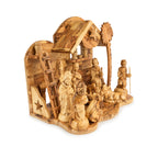Deluxe Olive Wood Nativity Scene with Stable & Figures | Hand Carved Holy Family & Magi | Holy Land Christian Gift