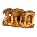 Large Rustic Olive Wood Nativity Scene | Hand Carved Holy Family & Detailed Stable | Holy Land Christian Gift