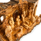 Large Rustic Olive Wood Nativity Scene | Hand Carved Holy Family & Detailed Stable | Holy Land Christian Gift