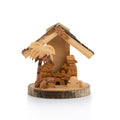 Small Olive Wood Nativity Scene on Round Base | Hand Carved Holy Land Manger | Christian Gift