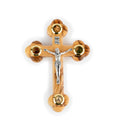 Olive Wood Crucifix with Relics & Metal Corpus | Hand Carved Holy Land Cross | Christian Faith Jewelry & Decor