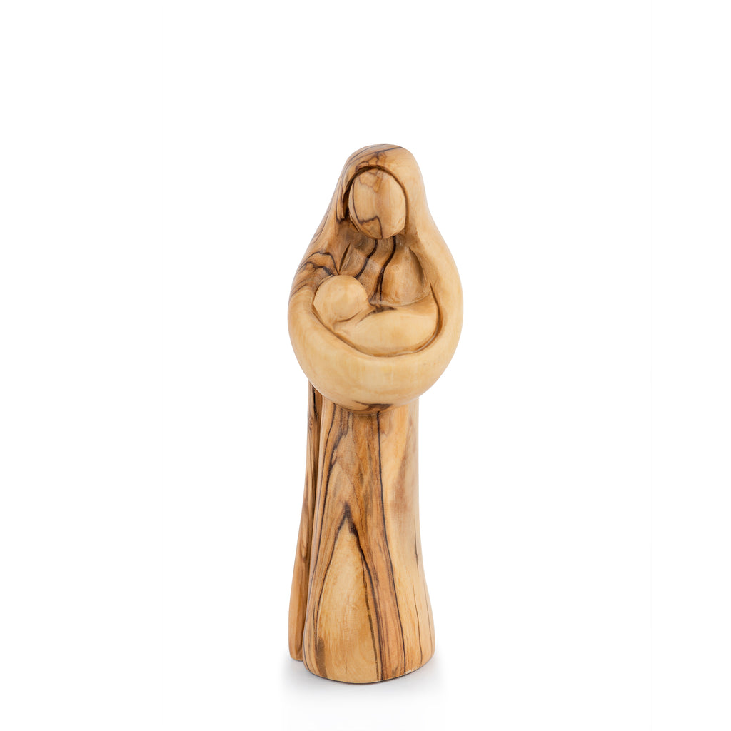 Olive Wood Madonna & Child Statue | Hand Carved Virgin Mary with Baby Jesus | Holy Land Christian Gift