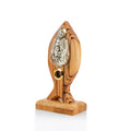 Olive Wood Holy Family Statue with Metal Relief | Hand Carved Virgin Mary, Joseph & Baby Jesus | Holy Land Christian Gift