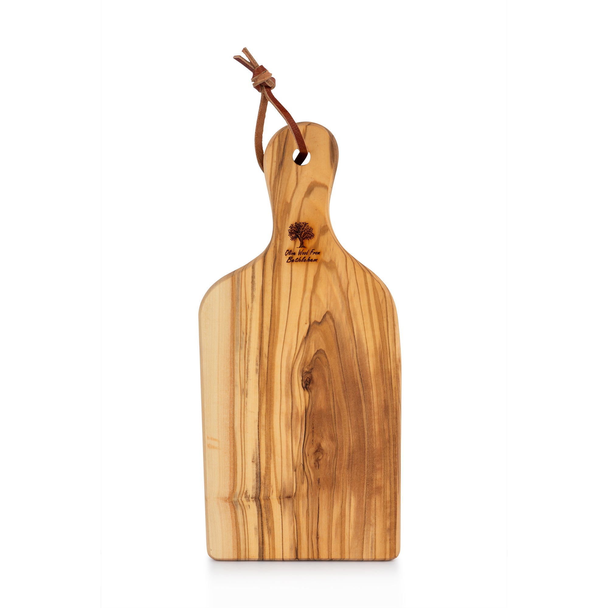 Olive Wood Cutting Board with Handle | Handcrafted from Bethlehem | Holy Land Kitchen Gift