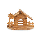 Olive Wood Round Nativity Scene with Camel & Stable | Hand Carved Holy Family | Holy Land Christian Gift