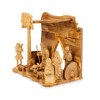 Olive Wood Nativity Scene with Arch Stable & Magi | Hand Carved Holy Family & Wise Men | Holy Land Christian Gift