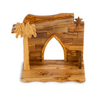 Olive Wood Nativity Scene with Arched Stable & Camels | Hand Carved Holy Family & Magi | Holy Land Christian Gift