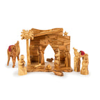 Olive Wood Nativity Scene with Arched Stable & Camels | Hand Carved Holy Family & Magi | Holy Land Christian Gift