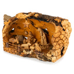 Rustic Olive Wood Nativity Scene in Natural Hollow | Hand Carved Holy Family | Holy Land Christian Gift