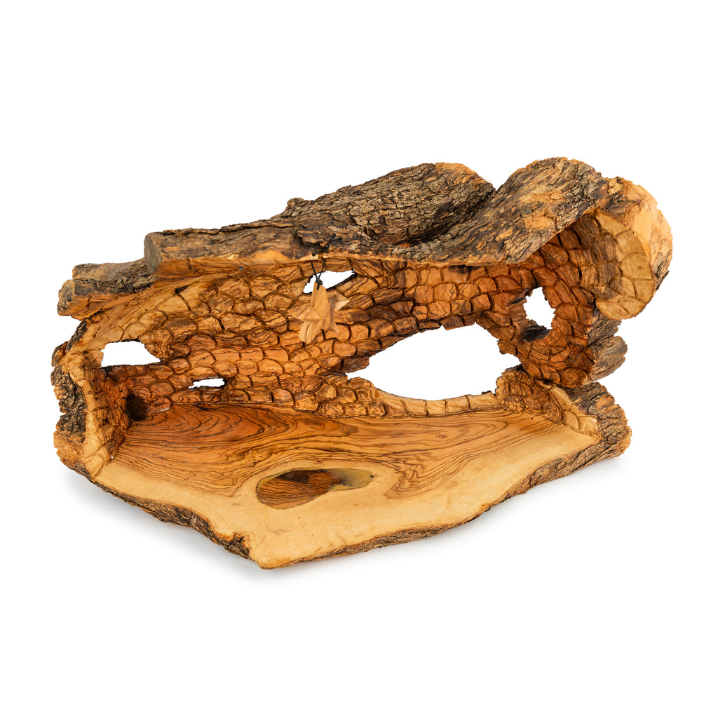 Rustic Olive Wood Cave Nativity Scene with Magi | Hand Carved Holy Family & Shepherds | Holy Land Christian Gift