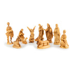 Rustic Olive Wood Cave Nativity Scene with Magi | Hand Carved Holy Family & Shepherds | Holy Land Christian Gift