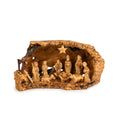 Rustic Olive Wood Cave Nativity Scene with Magi | Hand Carved Holy Family & Shepherds | Holy Land Christian Gift