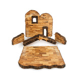 Olive Wood Nativity Stable with Star & Bark Roof | Hand Carved Holy Land Manger | Christian Gift